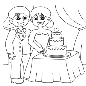 Wedding Cake With Bride and Groom