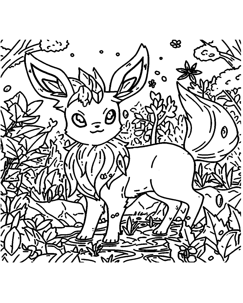 Chibi Leafeon coloring page