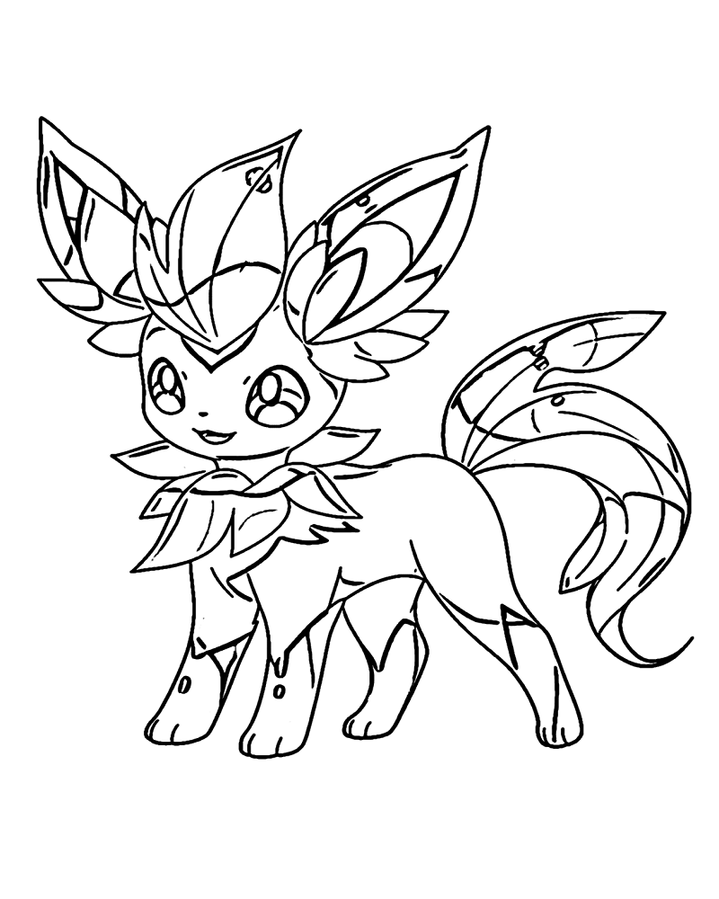 Cute girl Leafeon coloring pages