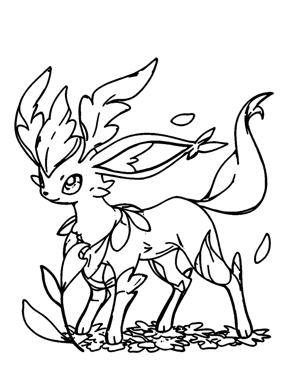 Pokemon coloring pages printable Leafeon