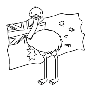 Emu with Australian Flag
