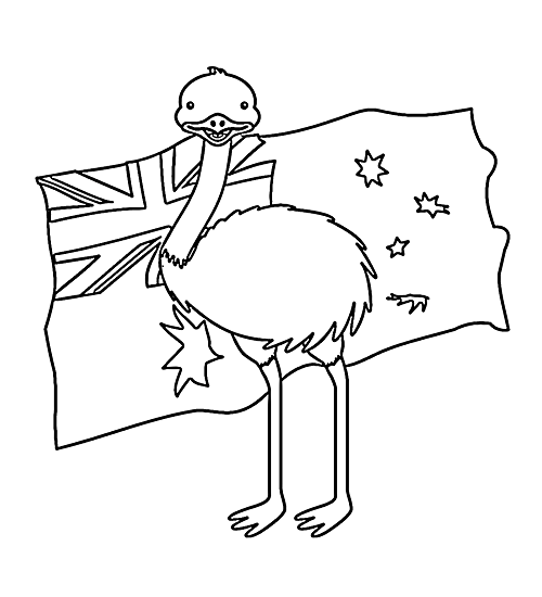 Emu with Australian Flag