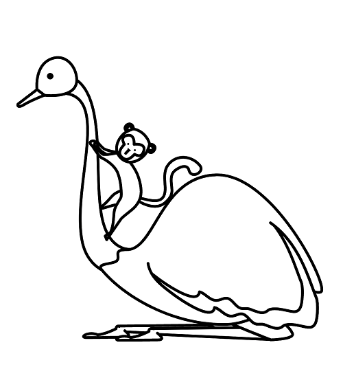 Emu with Monkey