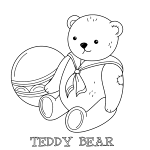 Ball and teddy bear coloring pictures