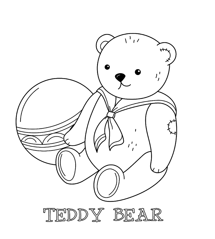 Ball and teddy bear coloring pictures
