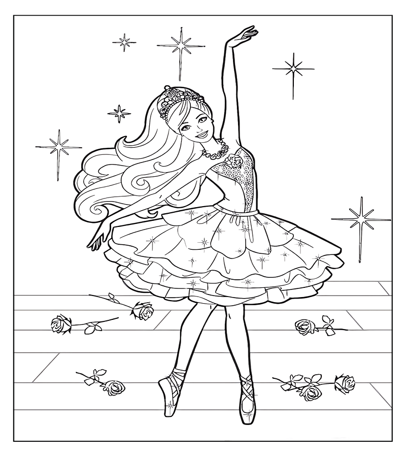Barbie Dacning Coloring Page