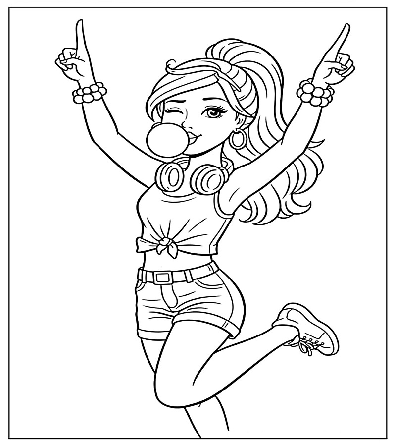 Barbie Dancing Coloring Page