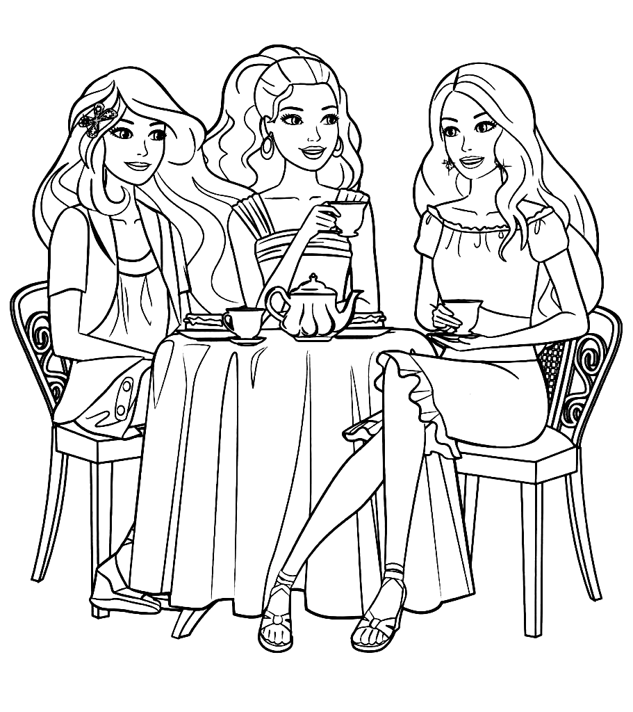 Barbie Drinks Tea with Friends