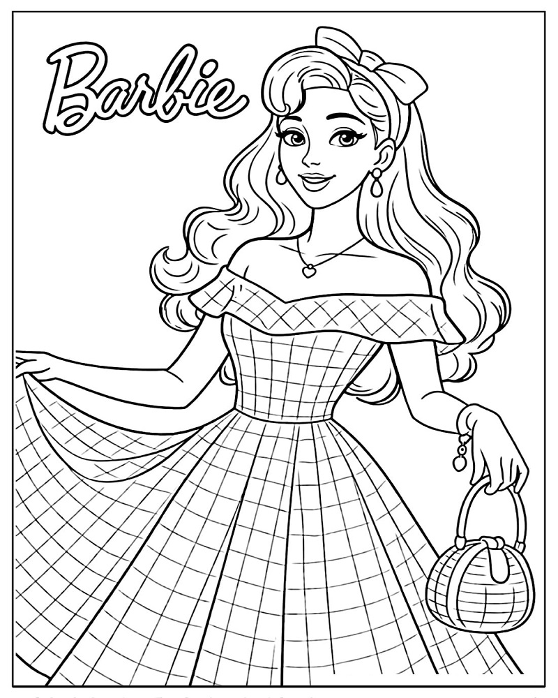 Barbie Elegant Dress Coloring Page