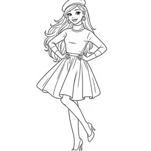 Barbie Fashion Dress Coloring Page