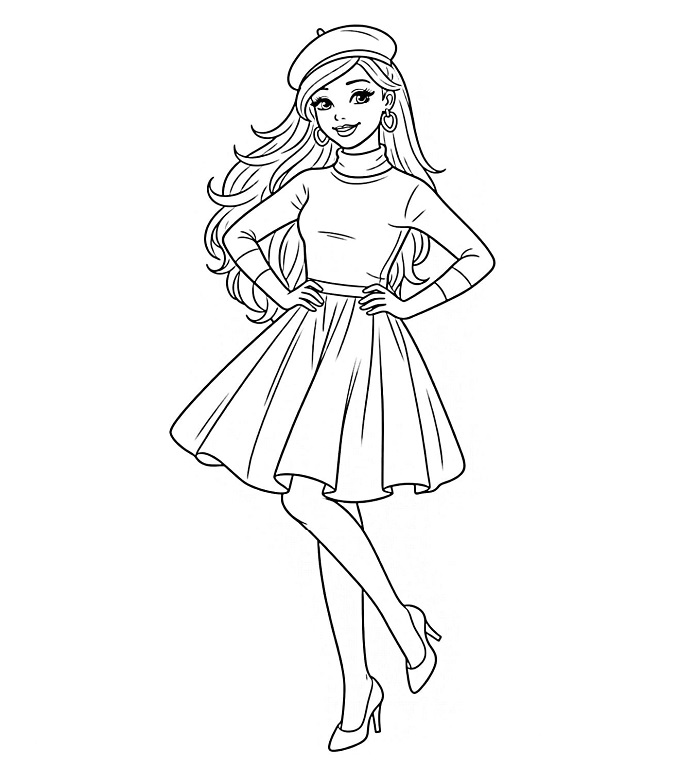 Barbie Fashion Dress Coloring Page