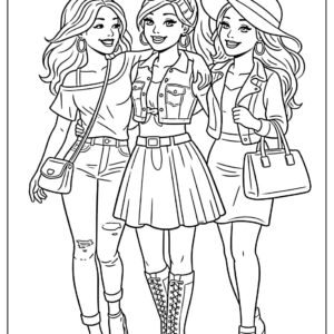 Barbie Friends Coloring Page