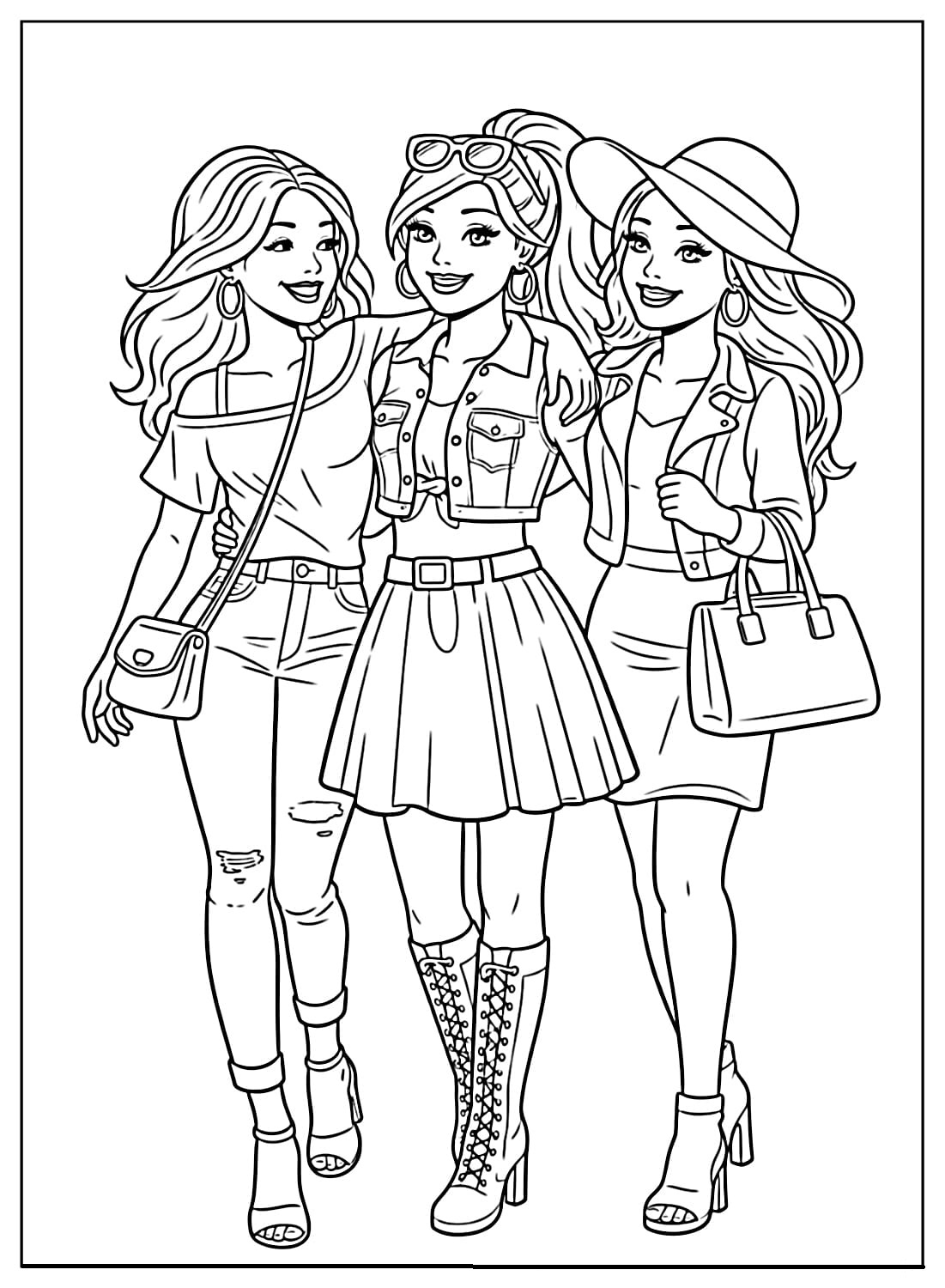 Barbie Friends Coloring Page