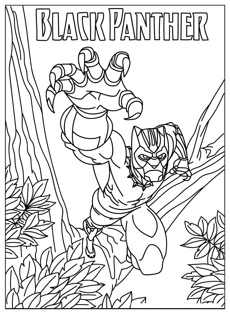 Black Panther Coloring Page Free Printable PDF
