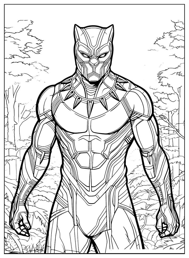 Black panther coloring sheet free printable