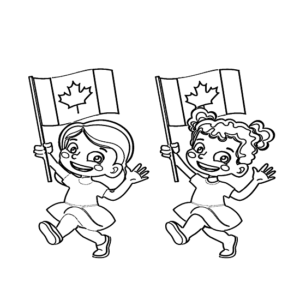 Canadian flags in the hands of female children