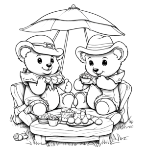 Coloring pages Teddy bears go to picnic