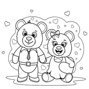 Coloring teddy bear couple