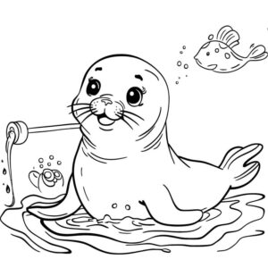 Cute baby seal drawing
