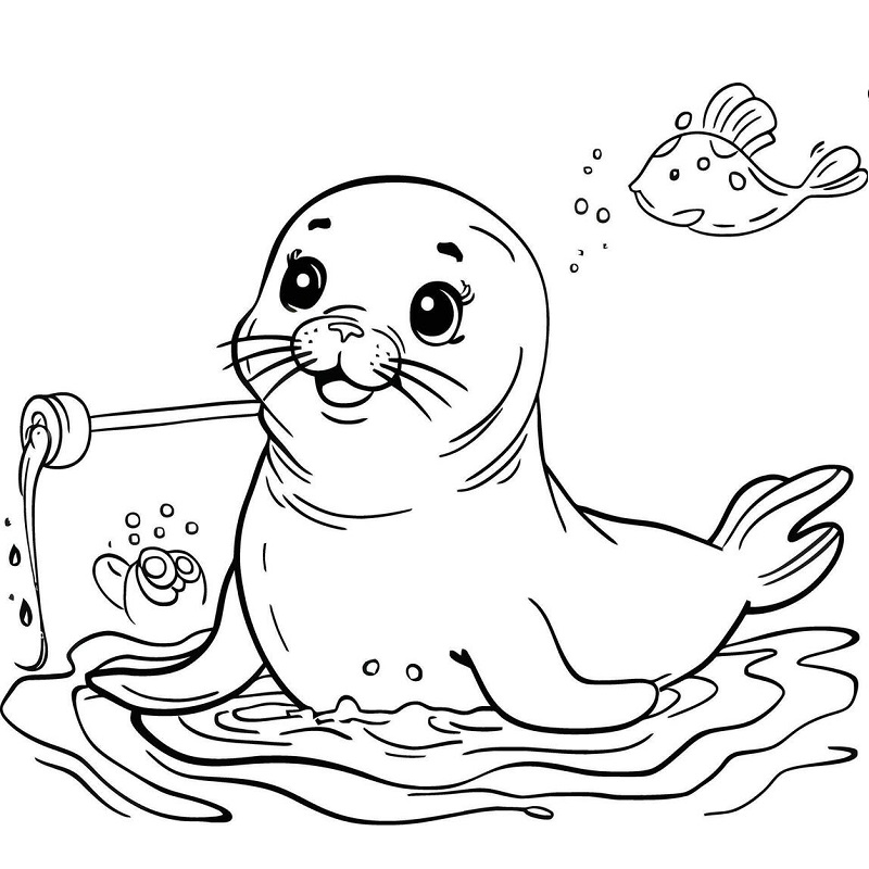 Cute baby seal drawing