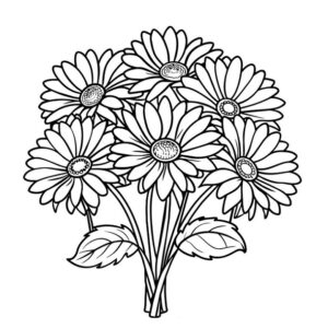 Daisy Flower drawing with colour