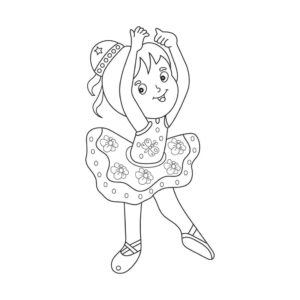 Dancing ballerina cute girl coloring page