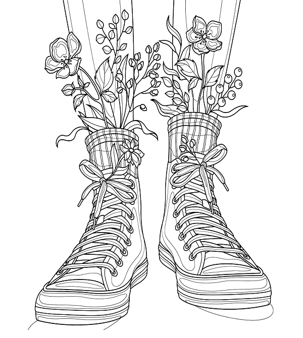 Flowers Shoe Color Page