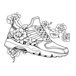 Flowers and shoes coloring sheet
