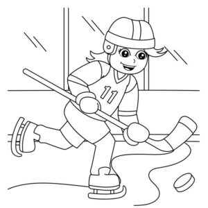 Girl Hockey Drawing