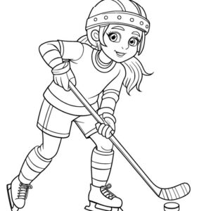 Girl Hockey player coloring page