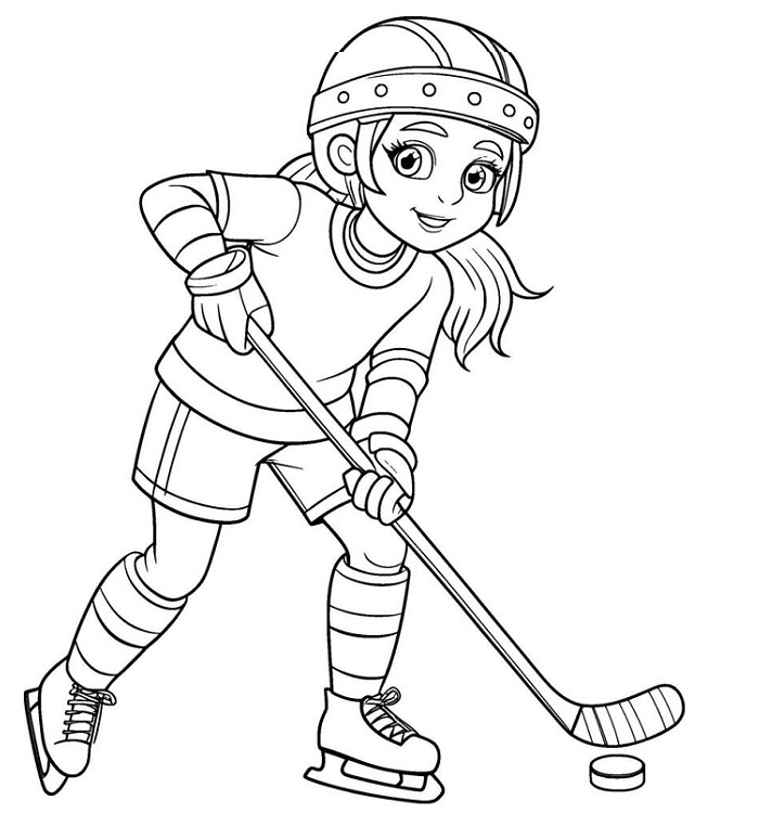 Girl Hockey player coloring page