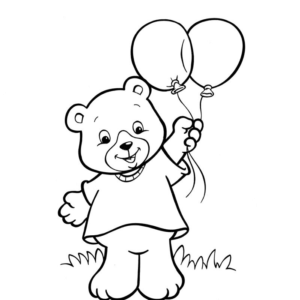 Happy Teddy Bear with Balloons