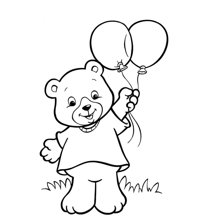Happy Teddy Bear with Balloons