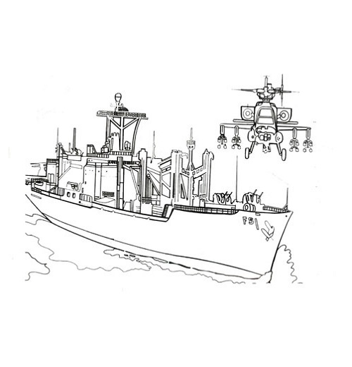 Heavy lift helicopter lands on Fs1 coloring page