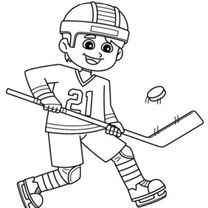 Hockey player drawing easy with colour