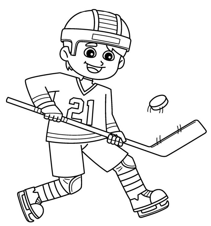 Hockey player drawing easy with colour