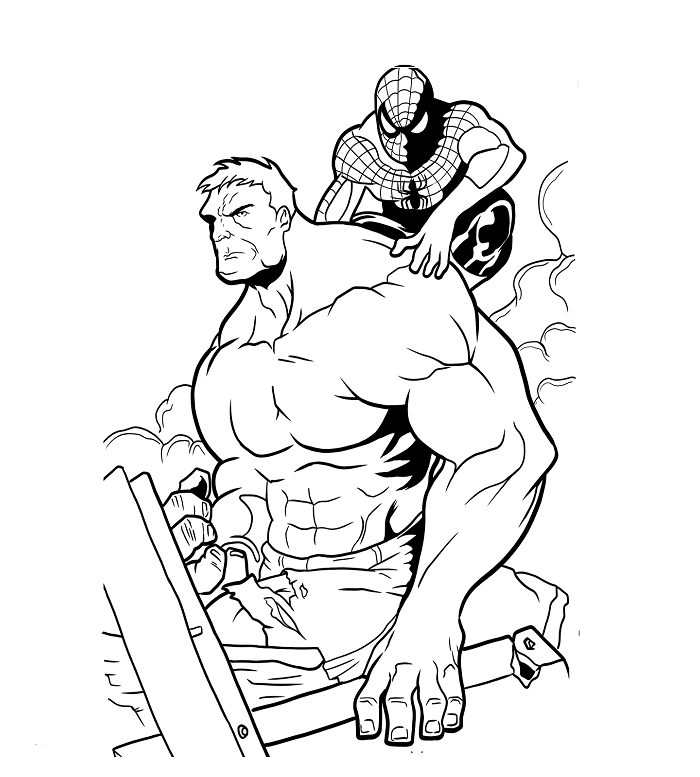 Hulk and spiderman coloring pages