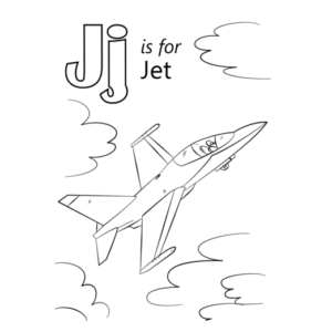 Letter j is for jet coloring page
