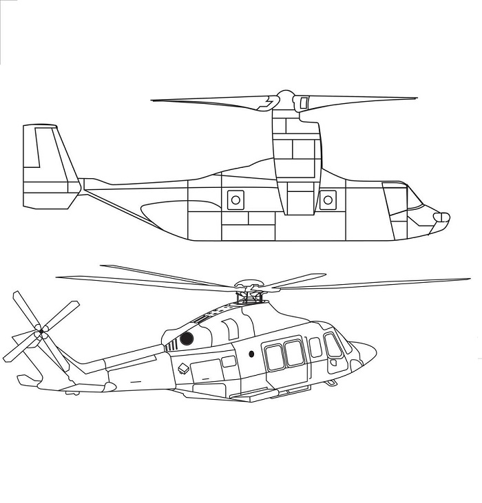 Mil Mi 24 helicopter coloring page