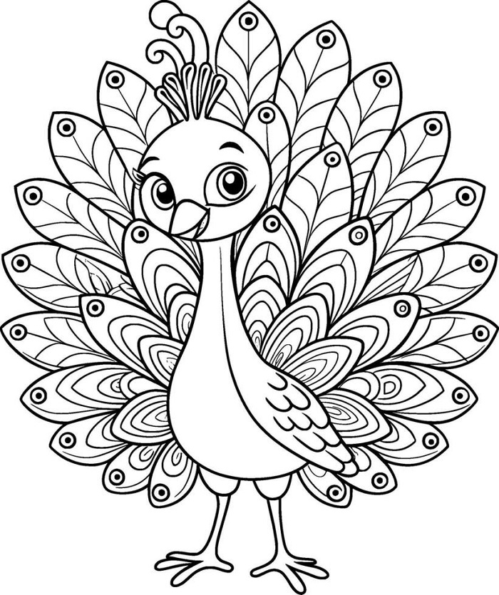 Peacock images to draw for kids