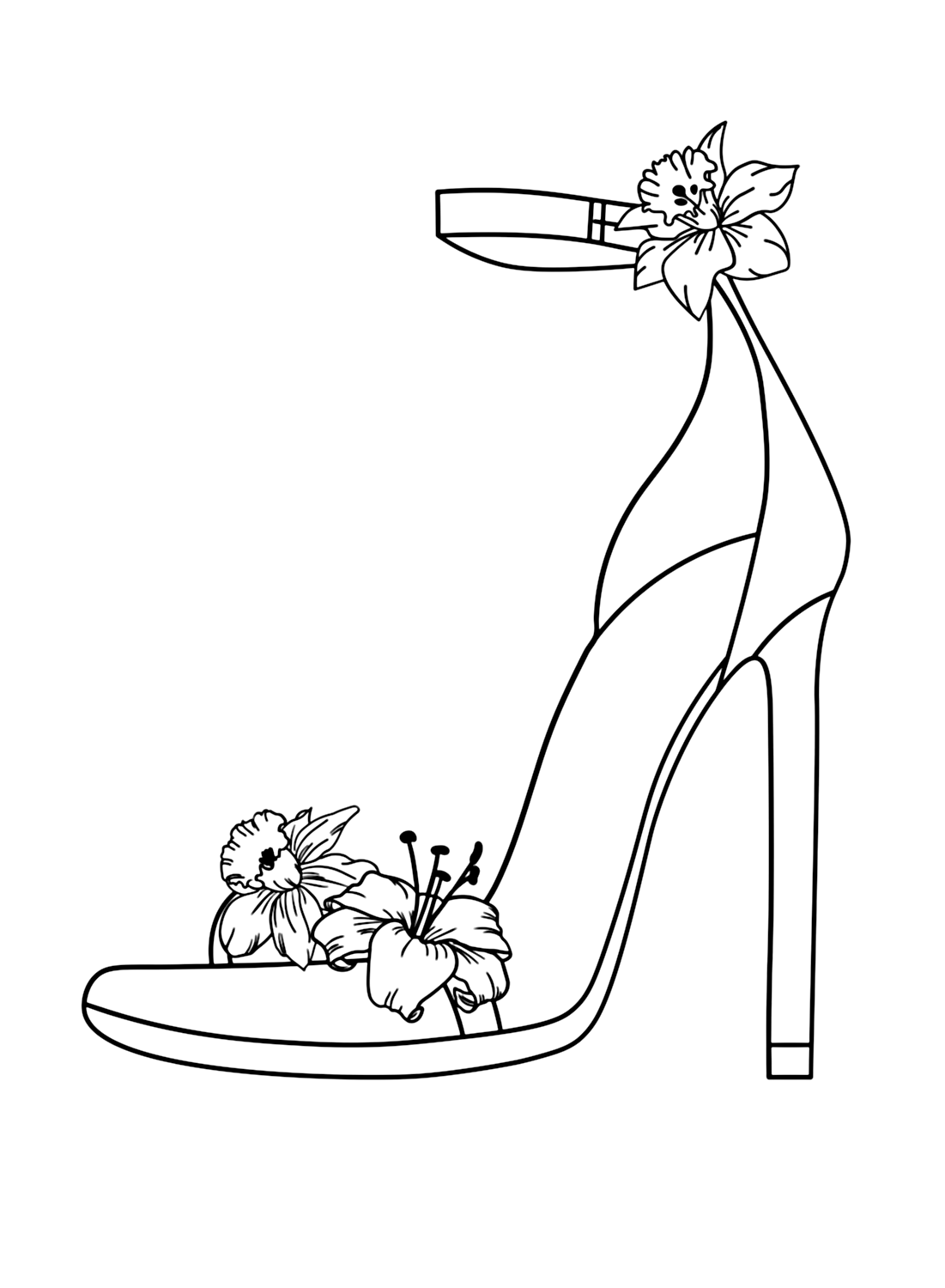 Pretty high heel coloring page