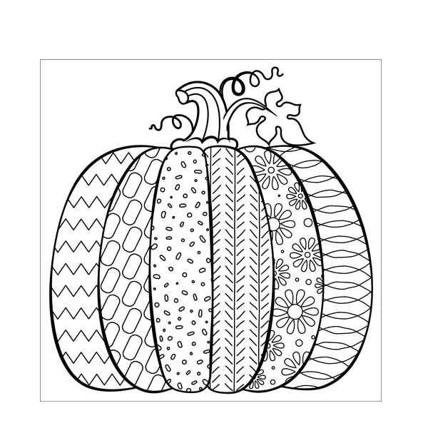 Pumpkin With Pattern Coloring Pages For Kids