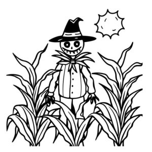 Scary Scarecrow Coloring Page