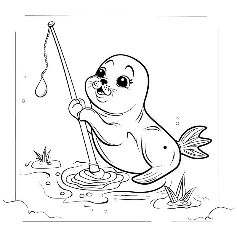 Seal drawing easy with colour