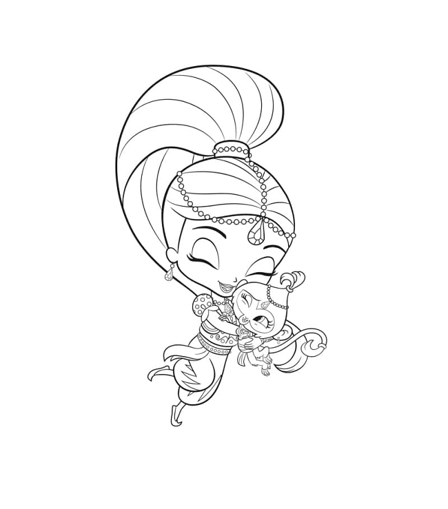 Shimmer Hugs Tala the monkey