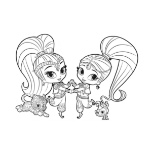 Shimmer Shine Nala and Tala dance happily