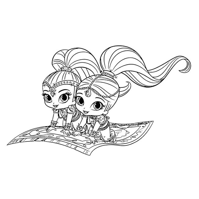 Shimmer and Shine on the flying carpet