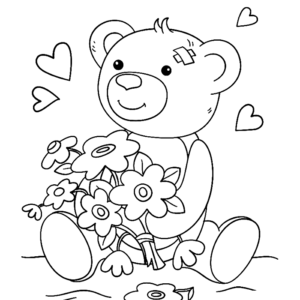 Teddy Bear and Flowers