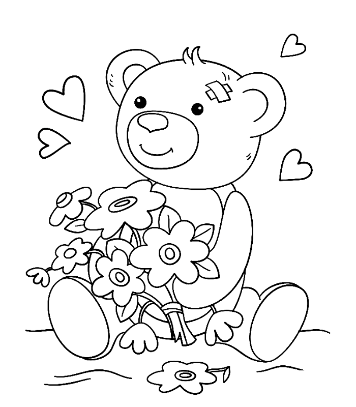 Teddy Bear and Flowers