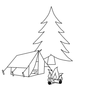 Camping Tent with Camp Fire